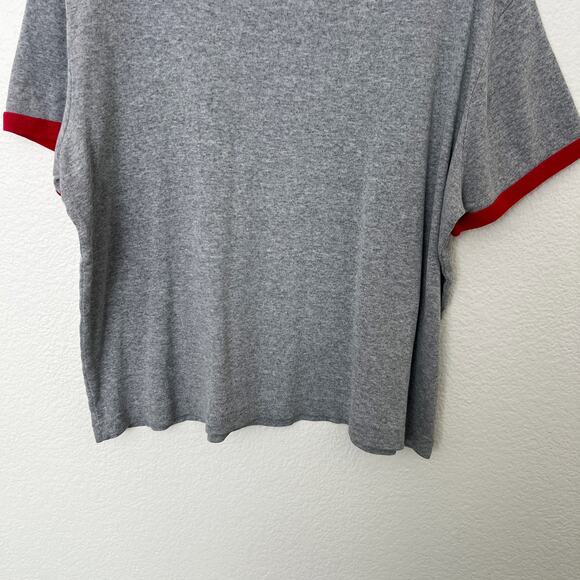 [Vintage] Y2K Disney Mickey Mouse Ringer Tee Short Sleeve Crop Crew Neck Sz XL - Picture 9 of 10